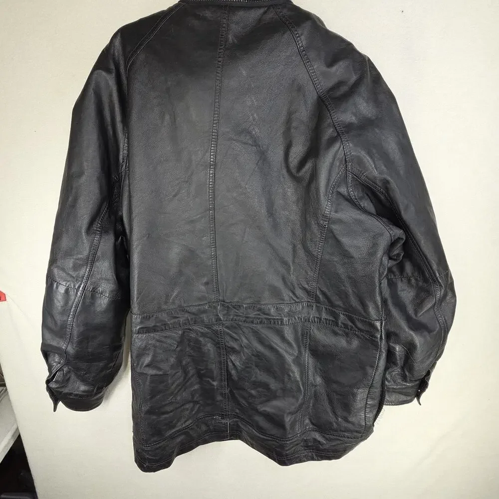 Vtg City Streets Jacket Mens Lamb Black Leather Mens Medium Horn Toggle Fastner